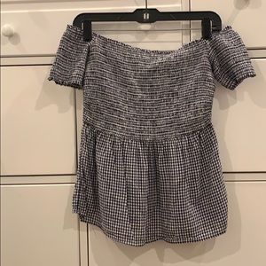 Old Navy Smocked Gingham Off The Shoulder Top